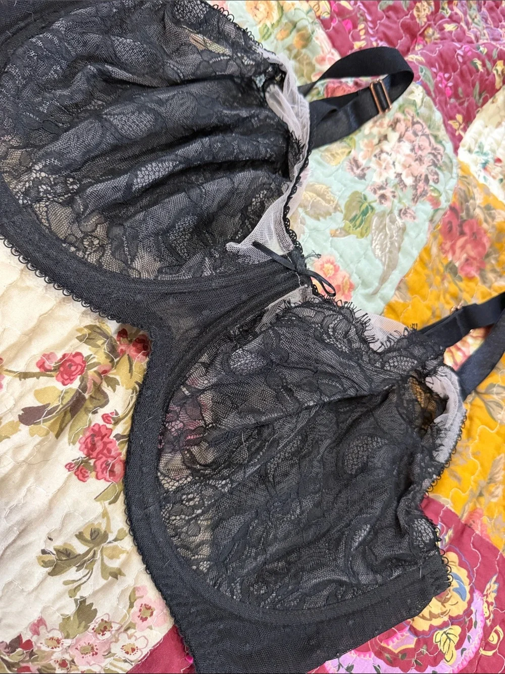Lace Unlined Black Underwire Bra